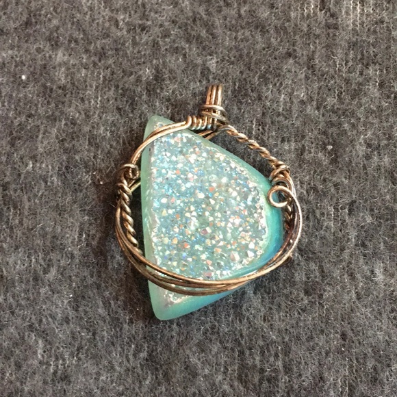Light Blue Druzy Pendant - Picture 8 of 12